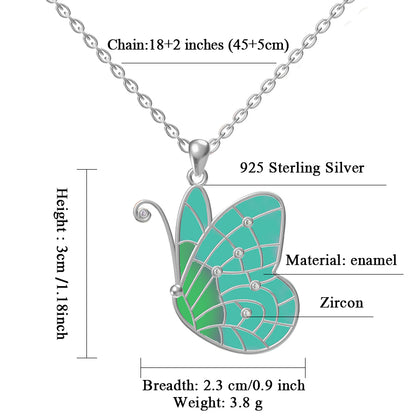 Butterfly 925 Sterling Silver Necklace Zircon Pendant Holiday Day Gift
