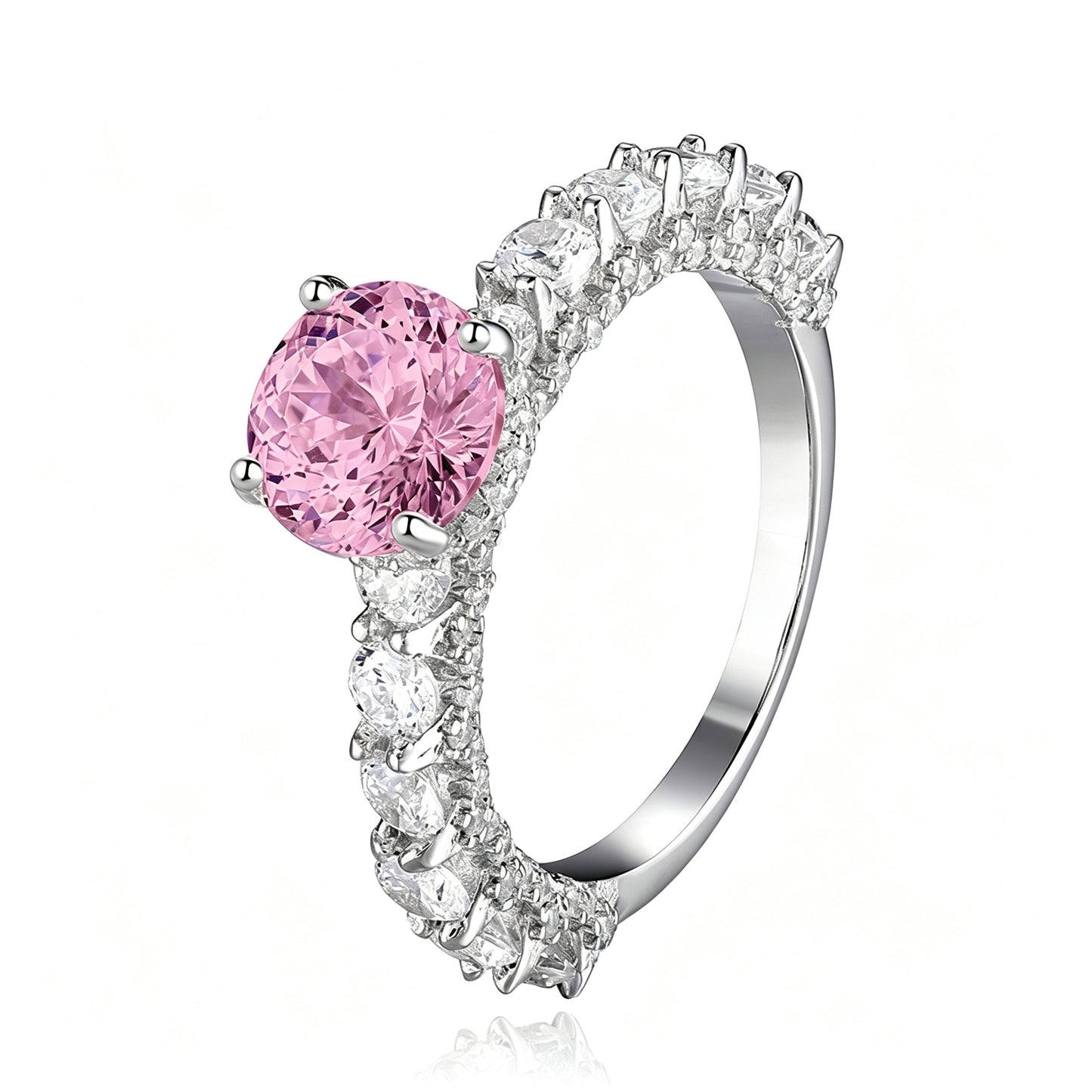 925 Sterling Silver 2 Carat Round Zircon Engagement Ring, Full Paved Eternity Band Promise Wedding Ring for Women