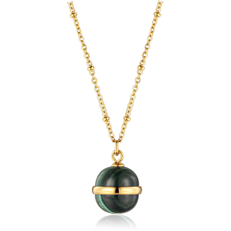 Natural Stone Stainless Steel Chain Necklace