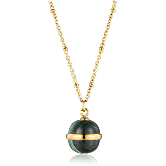 Natural Stone Crystal Pendant Adjustable Stainless Steel Chain Necklace Jewelry For Women