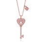 925 Sterling Silver Zircon Key Pendant Necklace For Women Jewelry Gift