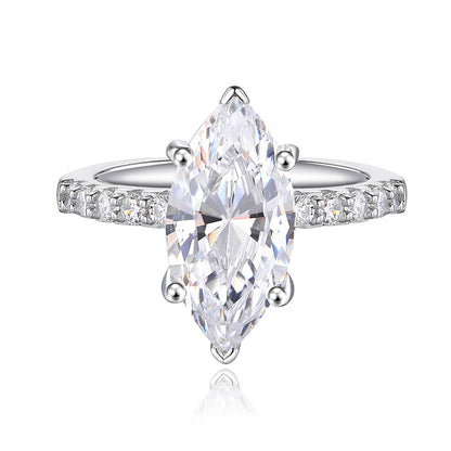 925 Sterling Silver -Carat Marquise-Cut Zircon Ring