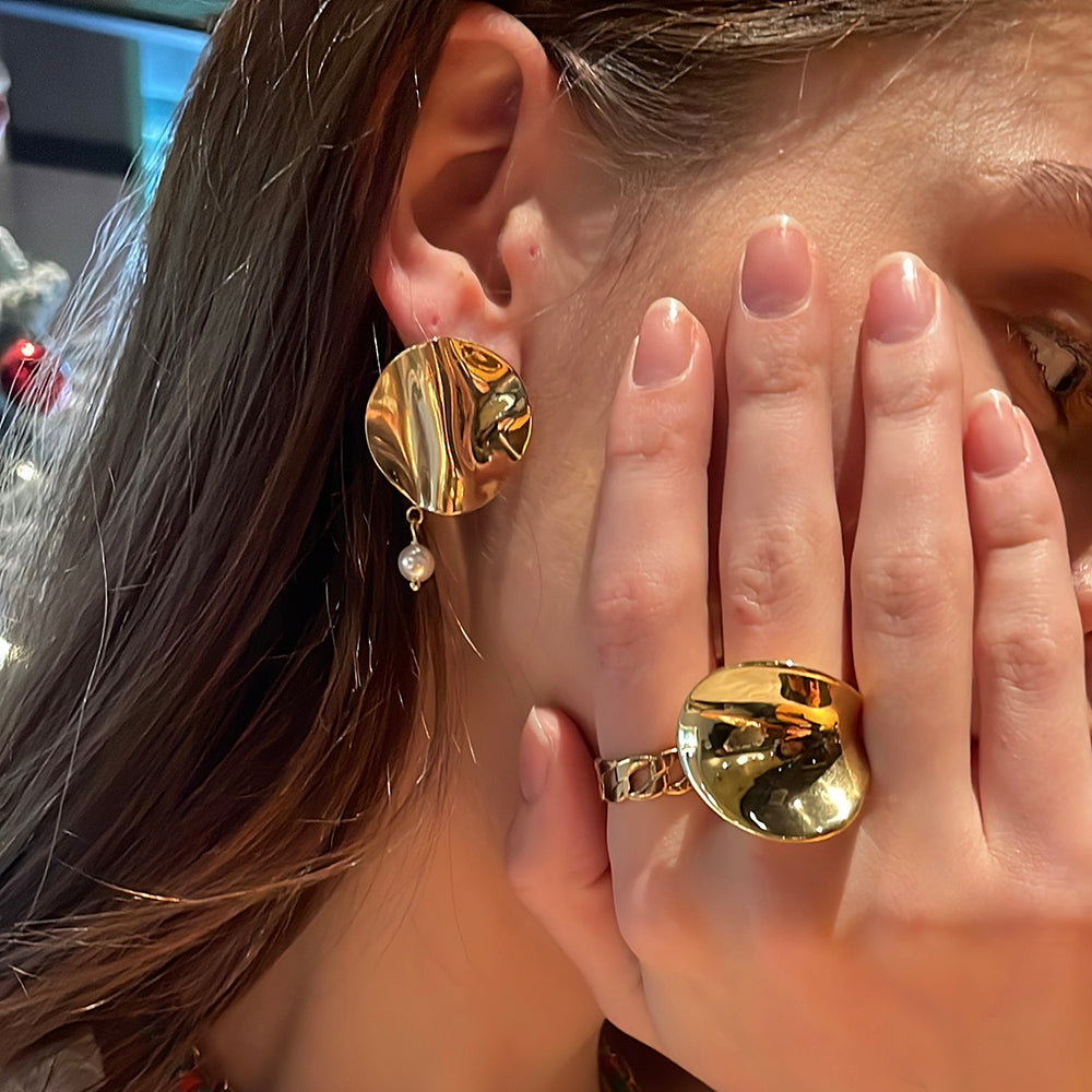 18K Gold-Plated Stainless Steel Lrregular Earrings