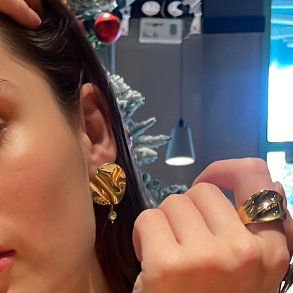 18K Gold-Plated Stainless Steel Lrregular Earrings