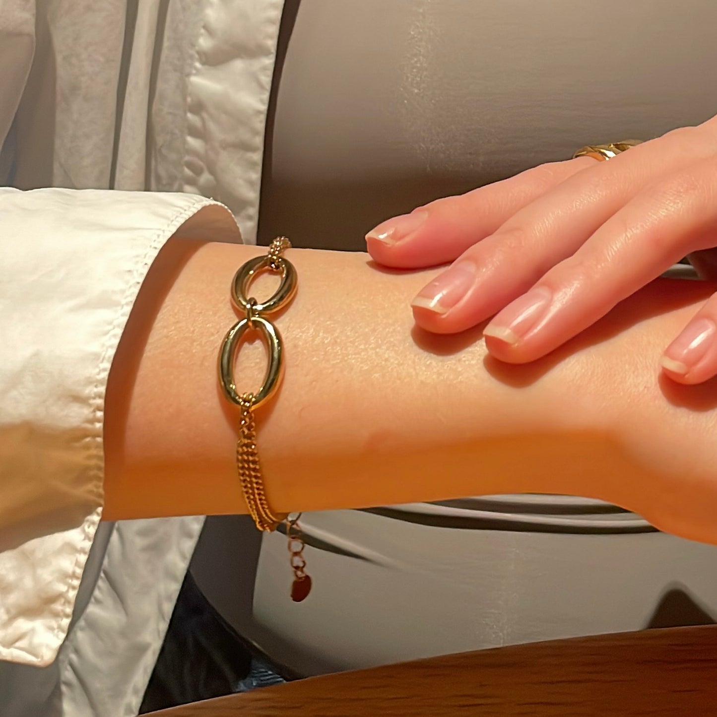 Stainless Steel 18K Gold-Plated Oval Links Bracelet