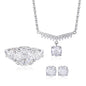 925 Sterling Silver White Zirconia Jewelry Set Necklace Ring Stud Earrings