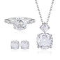 S925 Sterling Silver Rose Cut Cubic Zirconia Jewelry Set – Ring, Necklace & Stud Earrings