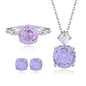 925 Sterling Silver Rose Cut Purple Zircon Jewelry Set – Round Gemstone Ring, Necklace & Earrings for Women