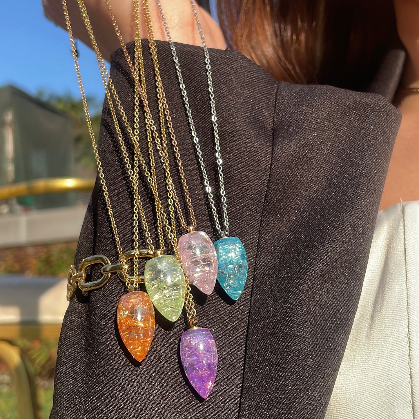 Oudisijewelry Colorful Zircon Pendant Necklace