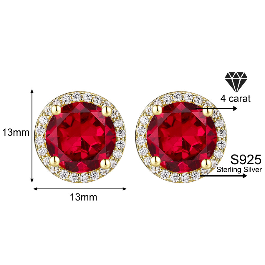 925 Sterling Silver Red Zircon Versatile Earrings – Unisex Design