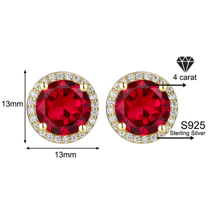 925 Sterling Silver Red Zircon Versatile Earrings – Unisex Design