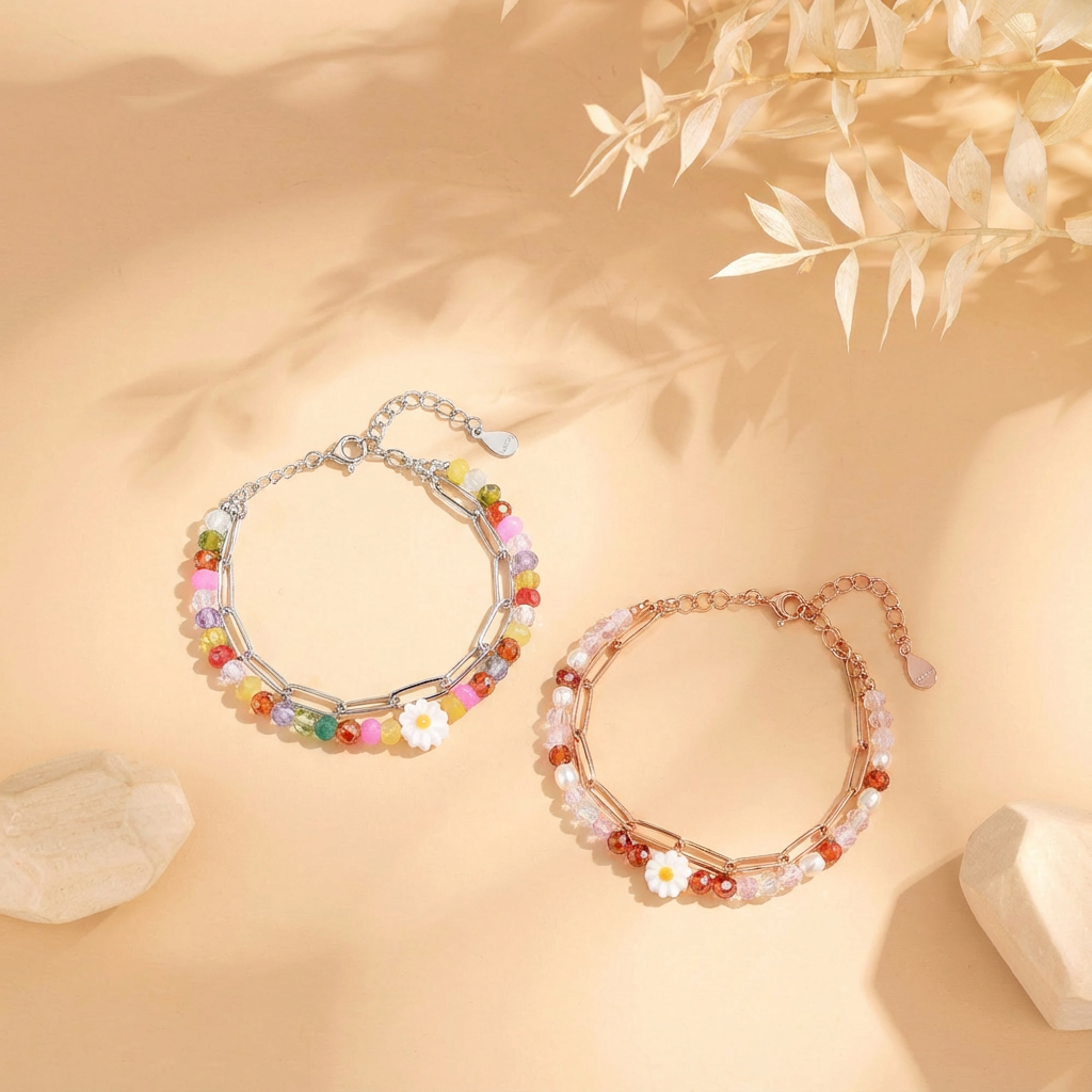 Stainless Steel Zircon Charm String Boho Seed Beads