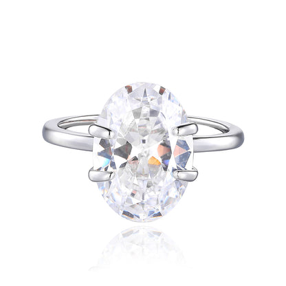 6.5CT Oval-Cut Zircon Solitaire Ring in 925 Sterling Silver