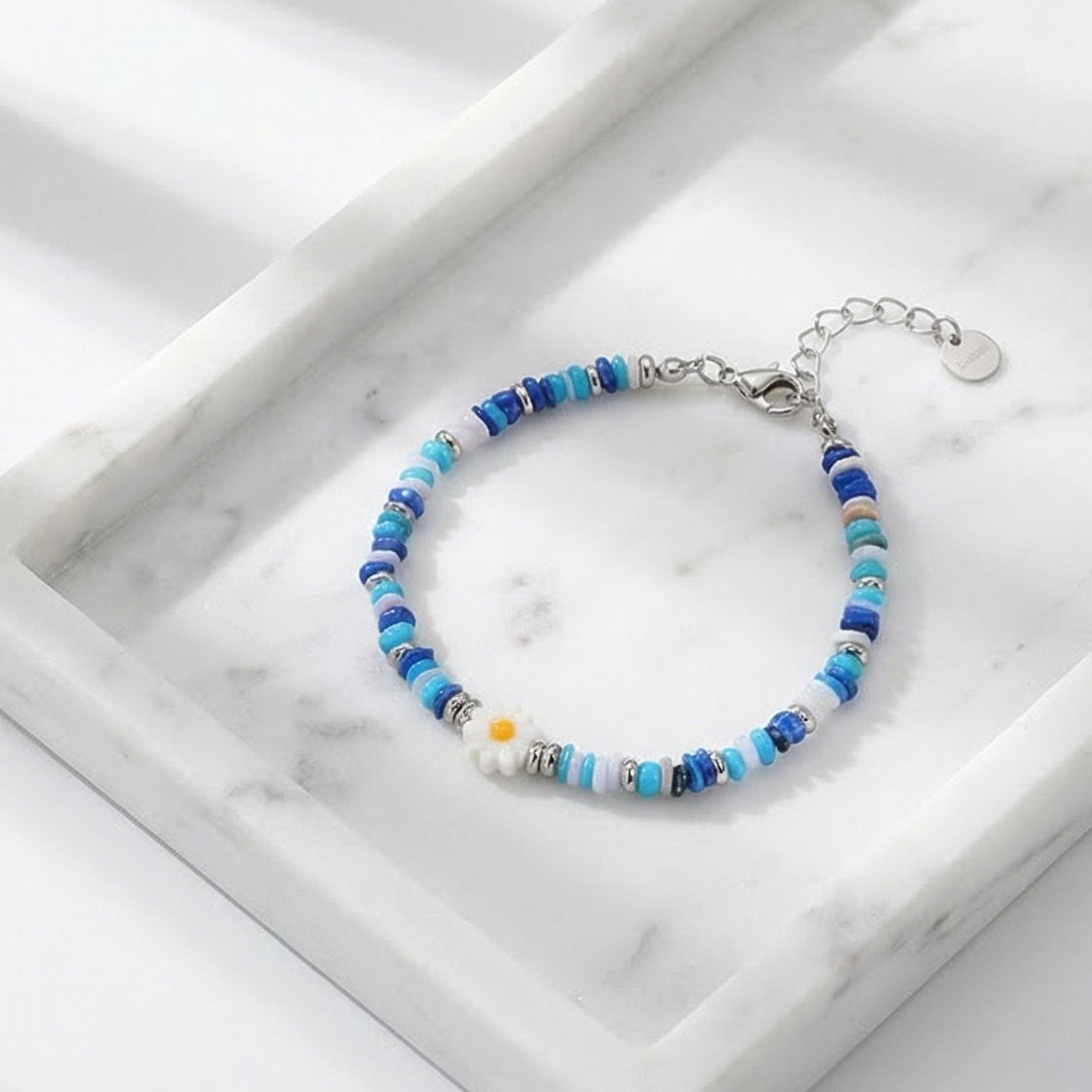 Natural Stone Beaded Bracelet for Women Handmade Beach Flower Bracelet Jewelry
