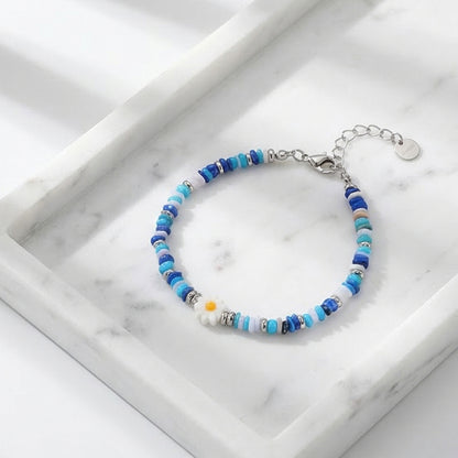 Natural Stone Beaded Bracelet for Women Handmade Beach Flower Bracelet Jewelry