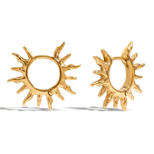 18K Gold-Plated Stainless Steel Sun-Shaped Piece Personalized Earrings