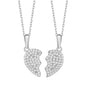 925 Sterling Silver Split Heart Necklace with Cubic Zirconia – 2 Ways To Wear, Detachable Heart Pendant