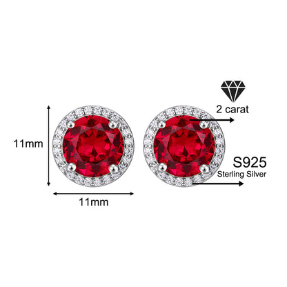925 Sterling Silver Red Zircon Versatile Earrings – Unisex Design