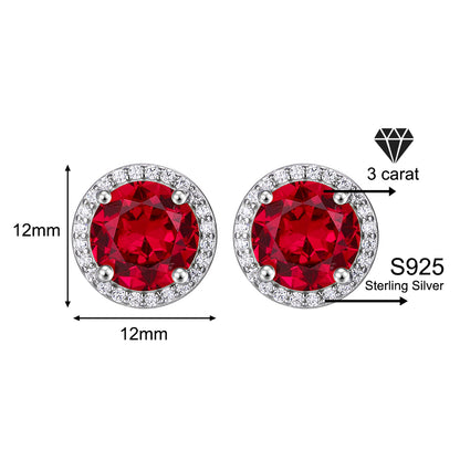 925 Sterling Silver Red Zircon Versatile Earrings – Unisex Design