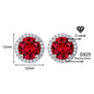 925 Sterling Silver Red Zircon Versatile Earrings – Unisex Design