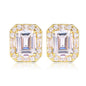 925 Sterling Silver Cubic Zirconia Square Stud Earrings (Unisex)