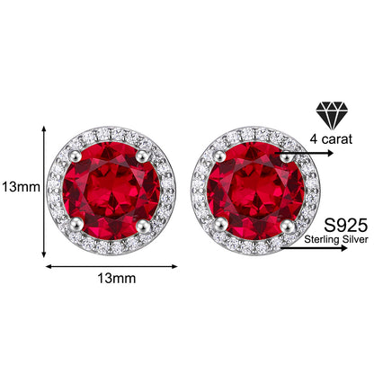 925 Sterling Silver Red Zircon Versatile Earrings – Unisex Design