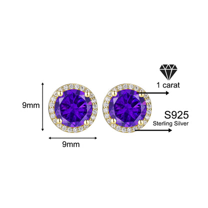 925 Sterling Silver & Purple Zircon Versatile Earrings (Unisex, 1–4 Carat)