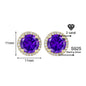 925 Sterling Silver & Purple Zircon Versatile Earrings (Unisex, 1–4 Carat)