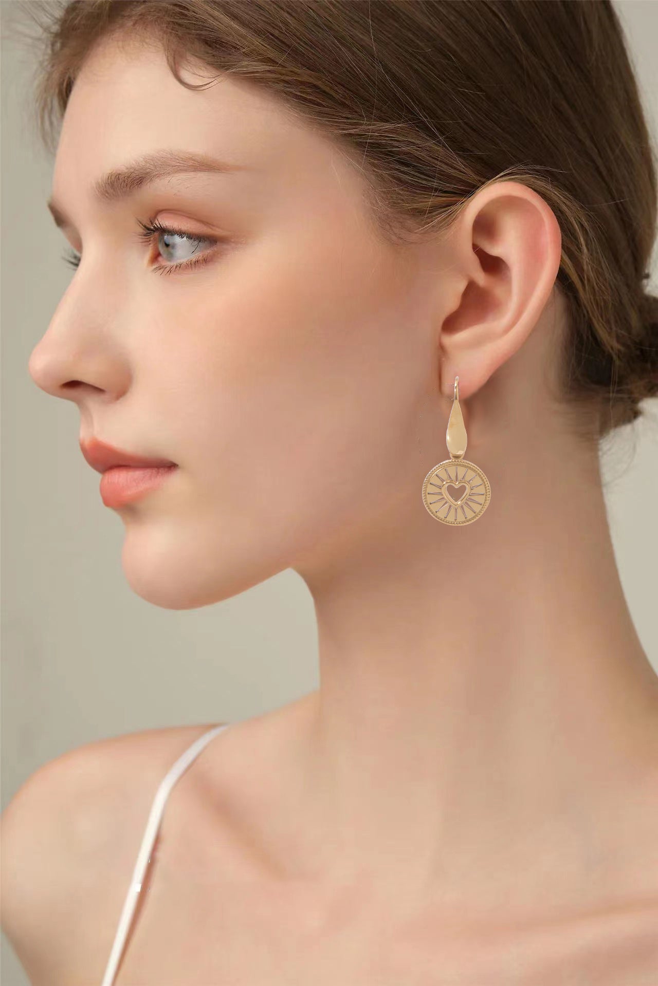 Stainless Steel 18K Gold Plating  Hollow heart drop earring