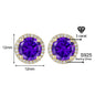 925 Sterling Silver & Purple Zircon Versatile Earrings (Unisex, 1–4 Carat)