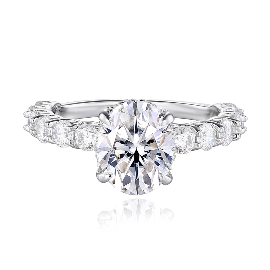 925 Sterling Silver 2-Carat Oval Zircon Ring For WomenJewelry