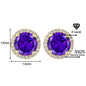 925 Sterling Silver & Purple Zircon Versatile Earrings (Unisex, 1–4 Carat)