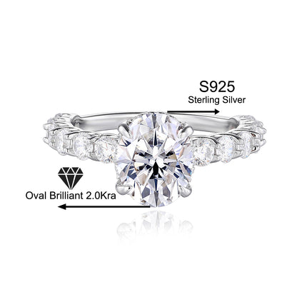 925 Sterling Silver 2-Carat Oval Zircon Ring For WomenJewelry