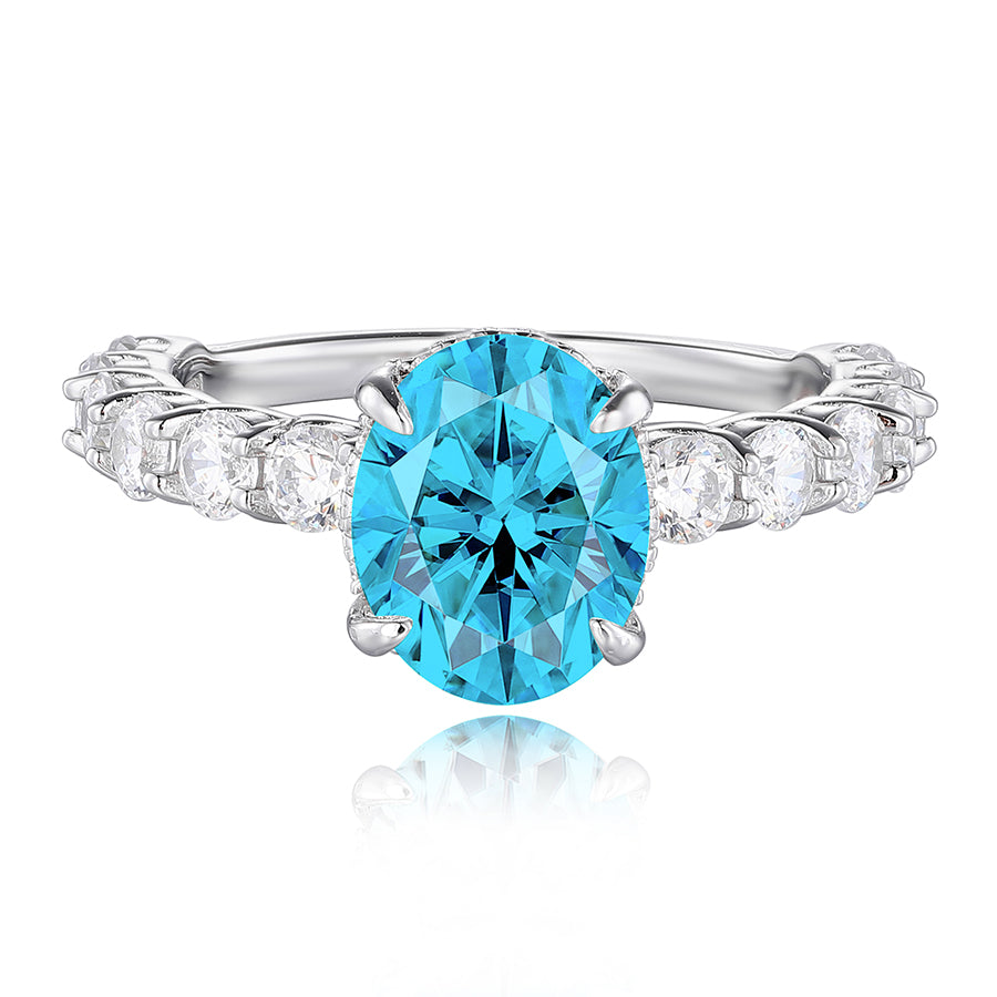 925 Sterling Silver 2-Carat Oval Zircon Ring For WomenJewelry