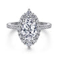 925 Sterling Silver Oval Cut Cubic Zirconia Halo Ring for Women – Vintage Inspired Pavé Engagement Ring