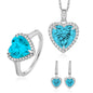 Luxury 925 Sterling Silver Blue Heart CZ Jewelry Set – Sparkling Heart Necklace, Earrings & Ring