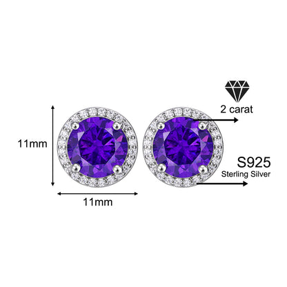 925 Sterling Silver & Purple Zircon Versatile Earrings (Unisex, 1–4 Carat)