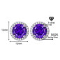 925 Sterling Silver & Purple Zircon Versatile Earrings (Unisex, 1–4 Carat)