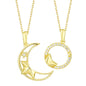 925 Silver ZirconiaDouble Chain Couple Necklace Set – Matching Moon & Star Pendant Necklaces for Him and Her