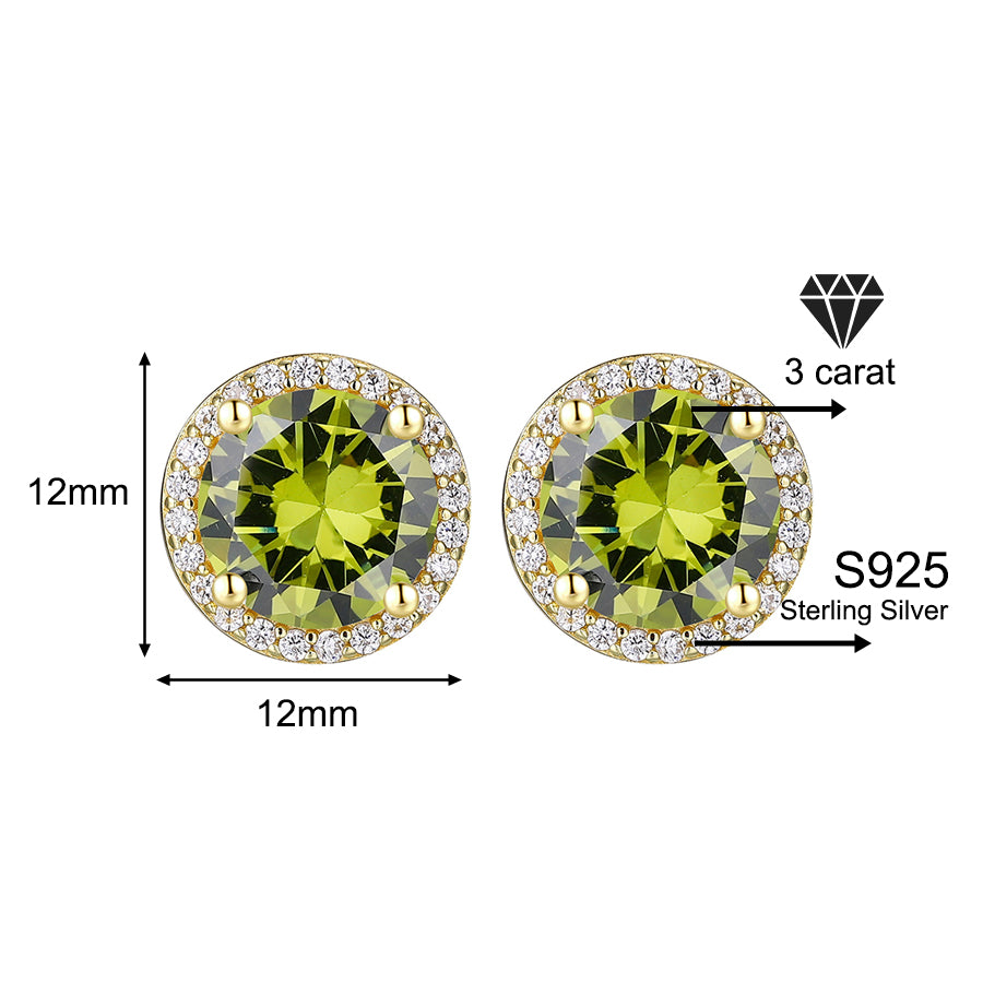 Classic 925 Silver & Zircon Stud Earrings (1–4 Carat) – Unisex Style