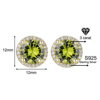 Classic 925 Silver & Zircon Stud Earrings (1–4 Carat) – Unisex Style