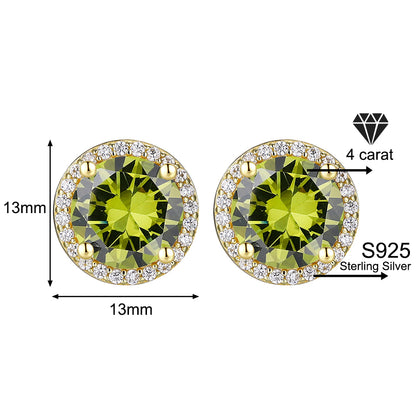 Classic 925 Silver & Zircon Stud Earrings (1–4 Carat) – Unisex Style