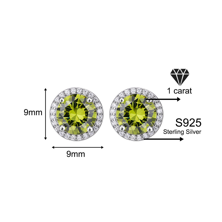 Classic 925 Silver & Zircon Stud Earrings (1–4 Carat) – Unisex Style