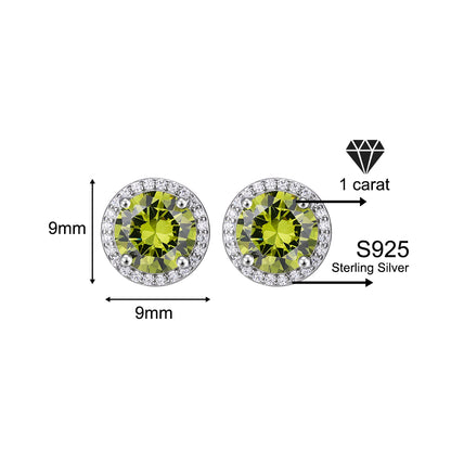 Classic 925 Silver & Zircon Stud Earrings (1–4 Carat) – Unisex Style