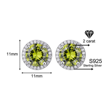 Classic 925 Silver & Zircon Stud Earrings (1–4 Carat) – Unisex Style