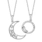 925 Silver ZirconiaDouble Chain Couple Necklace Set – Matching Moon & Star Pendant Necklaces for Him and Her