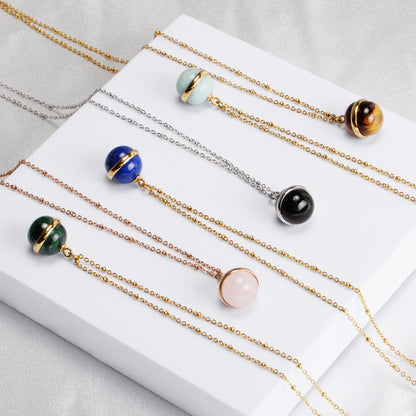 Natural Stone Stainless Steel Chain Necklace