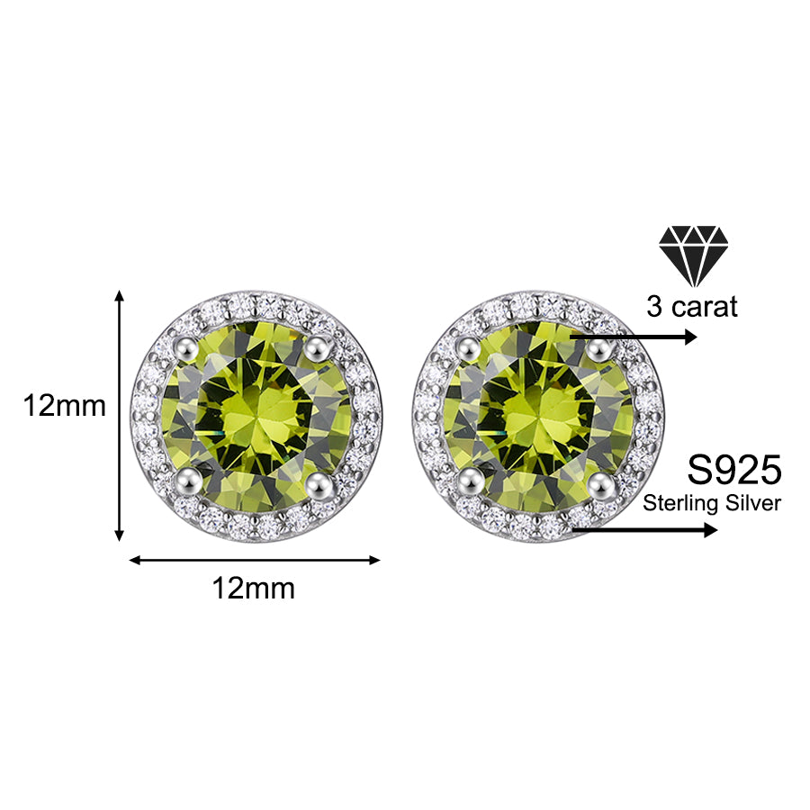 Classic 925 Silver & Zircon Stud Earrings (1–4 Carat) – Unisex Style