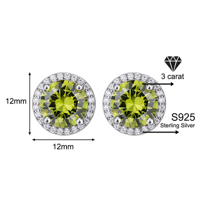 Classic 925 Silver & Zircon Stud Earrings (1–4 Carat) – Unisex Style