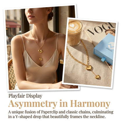 Stainless Steel 18K Gold-Plated double heart necklace